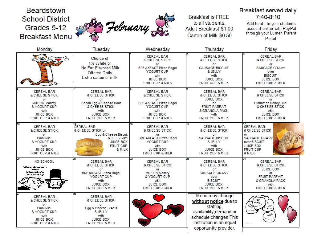 Beardstown CUSD 15 Lunch Menus